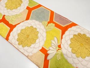 アンティーク　菊に亀甲模様織り出し袋帯（材料）